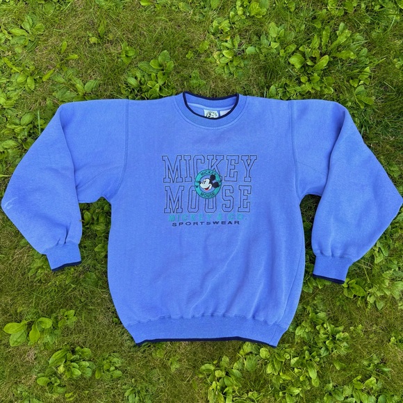 90s Vintage Mickey Mouse & Co Disney Sportswear Women’s Blue Sweatshirt M Stain* - Picture 1 of 6